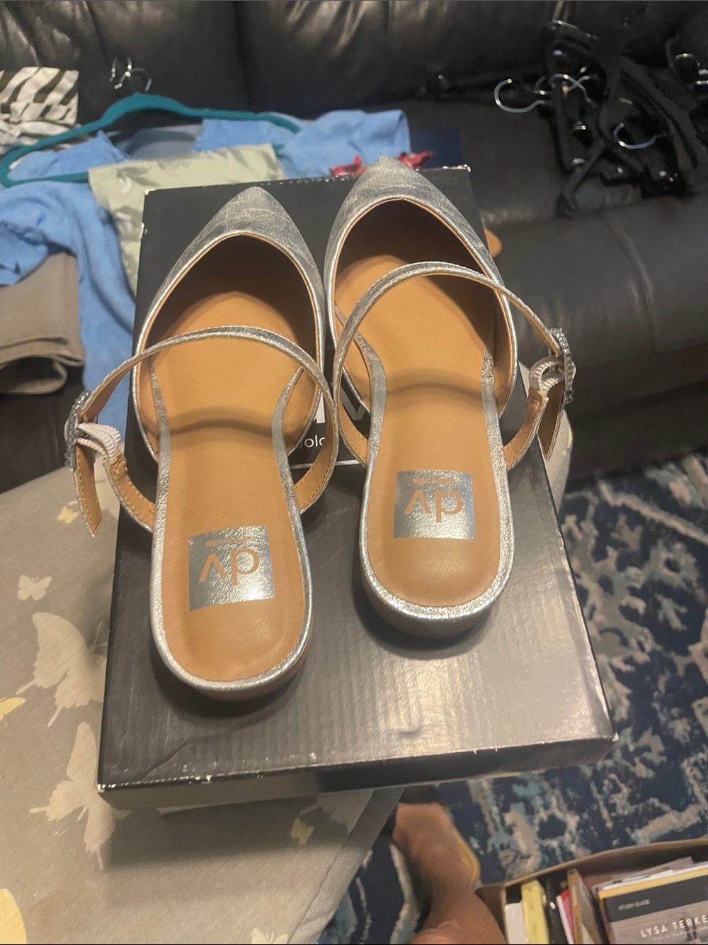 DV by Dolce Vita Silver Pointed Slingback Mules